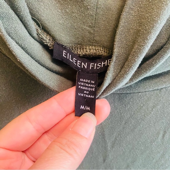 Eileen Fisher Fine Stretch Knit Jersey Scrunch Mock Neck Long Sleeve Tunic M - Picture 5 of 7